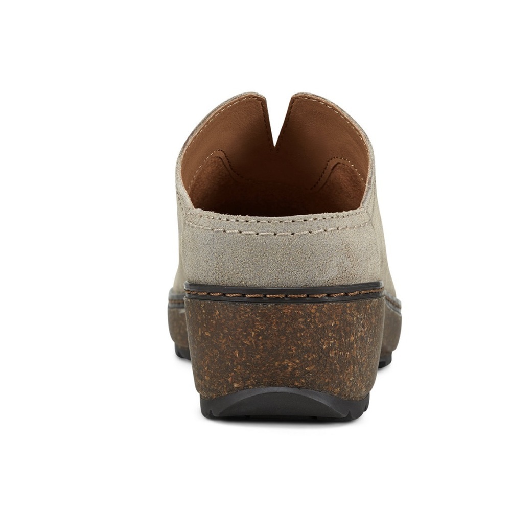 Earth Kolia Suede Clogs Sz 7.5 Taupe Slip On Mule Shoes Womens Boho Minimalist - Picture 4 of 11